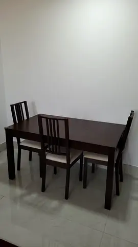 IKEA Brown Dinning Extendable Table with Chairs, 390 AED