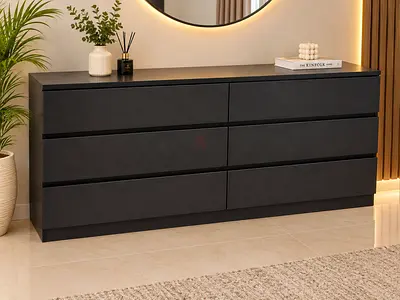 Modern Black 6-Drawer Dresser / Sideboard