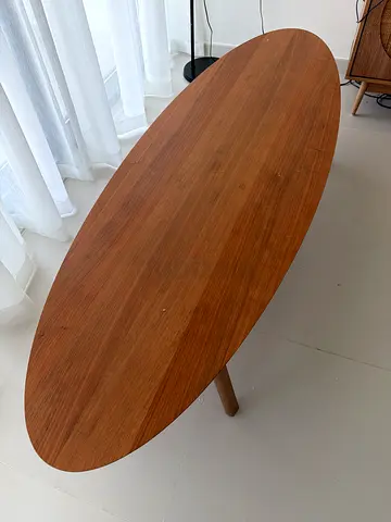 Solid Wood Oval Coffee Table - Midcentury Style