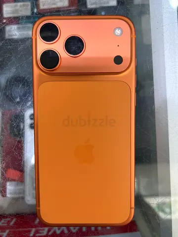 iPhone with orange protective case (Good condition)