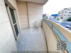 Spacious family apartment with two bedrooms and a living room, large hallway, and a distinctive balc