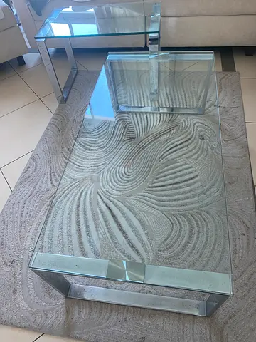 Glass Coffee Table with Mirrored Base - Modern Design