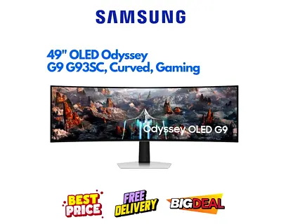 Samsung 49" Curved Gaming Monitor - OLED G93SC Odyssey - Like New, 1 YEAR WARRANTY, FREE DELIVERY
