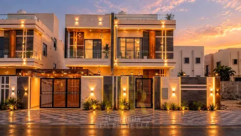 Luxury Villa in Al Rawda 2 – Ajman | Two Floors + Roof + External Annex | 6 Master Bedrooms | Central A/C Included | Freehold Ownership