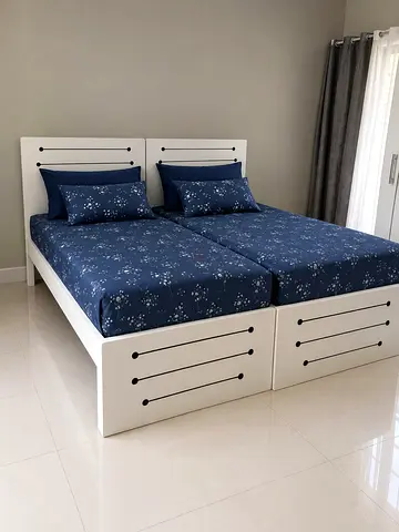 single beds white wooden  - good condition