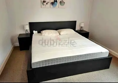 Ikea queen size bed with mattress and storage drawers
