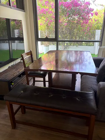 Foldable Table with 4 Chairs & Bench – 110 × 160 cm