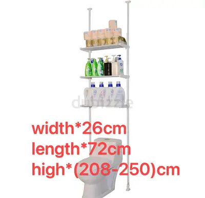 Adjustable Tension Bathroom Over-Toilet Storage Shelf - 3 Tier, White