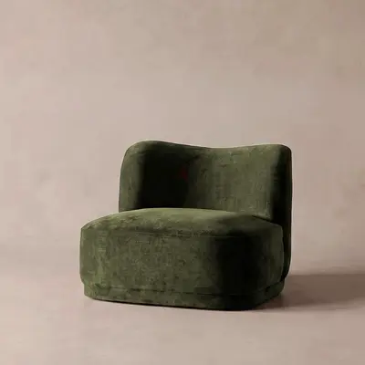 Olive Green Plush Accent Lounge Chair - Comfortable Single Seat