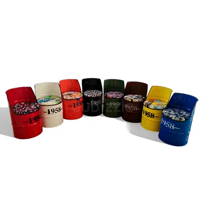Oil Drum Barrel Chairs with Cushions - Colorful Outdoor Seating