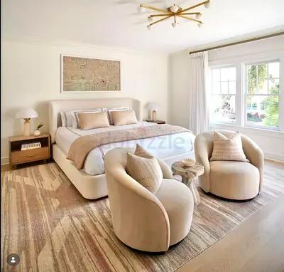 Simple elegant 180*200king size wingback bed with swivel barrel chair