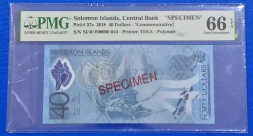 2018 Solomon Island 40 Dollar Specimen commemorative Banknote