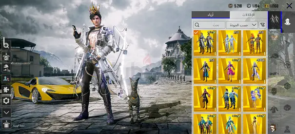 PUBG Mobile account with multiple premium character skins and vehicles