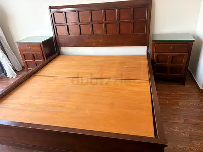 Urgent Sale / Solid Wood Nightstand / Bedside Table with Glass Top