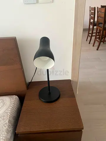 Black bedside table lamp — simple modern design