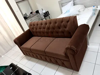 3 seater sofa brown color available you can get from us