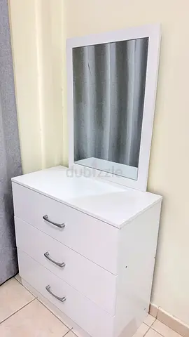 White 3-Drawer Dresser with Mirror - Good Condition