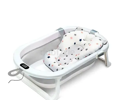 Star Babies Kids Foldable Bathtub with Floating Bath Mat and Thermometer and Rinser
