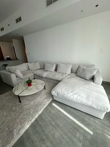 Modern Light Grey Corner Sofa with Lounge Section