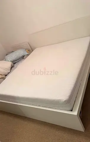 Ikea queen size bed with mattress and storage drawers