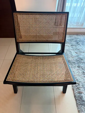 Black Wooden Rattan Chair