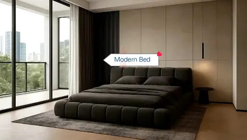 Modern Design King Size Luxury Fabric Bed with Spring Mattress