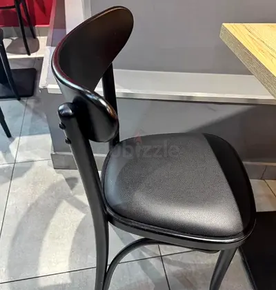 Black Metal Bistro Chair with Padded Seat - Good Condition