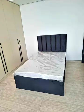 Double Size Fabric Wood Bed With Medical Mattress (Size 120×190cm)