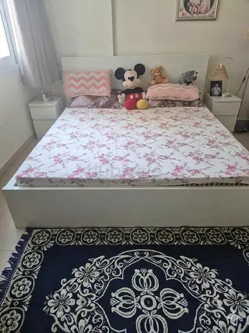 White King Size Double Bed with 4 Storage Cabinet with Mattress