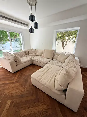 Marina Home Cream Linen Modular Sectional Sofa – 3.9m