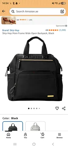 Skip Hop Black Wide Open Diaper Backpack BRAND NEW