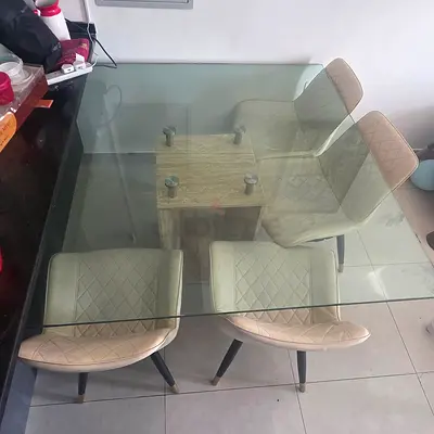 Marble dining table with chairs