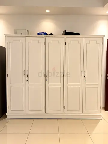 Large Solid Wood 5-Door Wardrobe