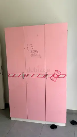 Pink 3-Door Children’s Wardrobe Cupboard - Normal Condition