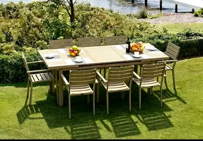 Luxury 8-Seater Outdoor Aluminium Dining Chairs and Table Set - Extendable Table