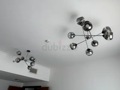 Home centre Modern multi-globe ceiling light fixture set (smoked glass) - pair