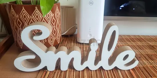 Wooden 'Smile' Decorative Sign - White Accent Piece
