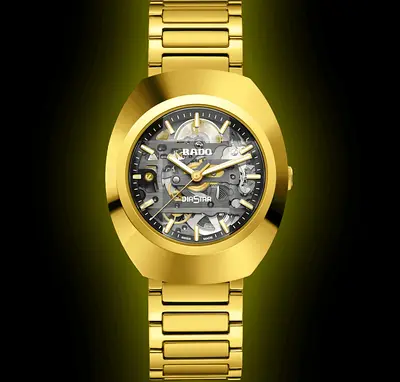 Rado DiaStar gold-tone automatic skeleton men's watch