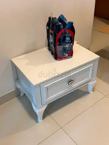White bedside table / nightstand with single drawer 2x