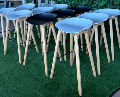 Bar Stools with Wooden Legs - White only AED 40 each