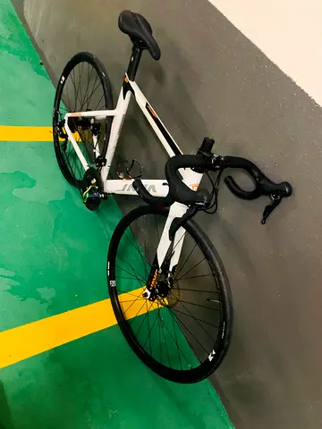 White road bike with drop bars - used, good condition