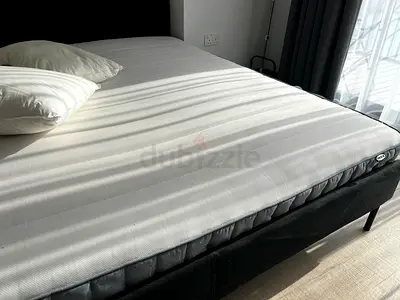King size mattress with upholstered bed base - gently used