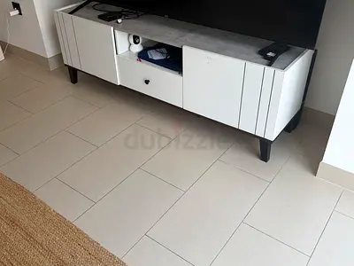 White TV Cabinet / Entertainment Unit - Modern Design
