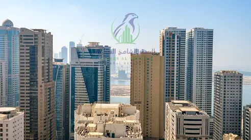 Five Bedroom Penthouse for Annual Rent in Al Majaz 3 Sharjah with Two Floors Open Sea Views Seven Bathrooms Master Maid Room Storage and Free Parking