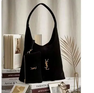 Black YSL Suede Shoulder Bag with Matching Pouch velbet