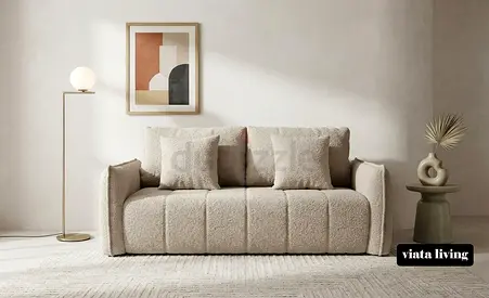 Beige 3-seater Bouclé Sofa in Excellent Condition