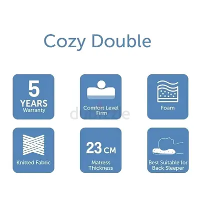 Cozy Double Foam Mattress - 23cm, Firm, Knitted Fabric, 5-Year Warranty