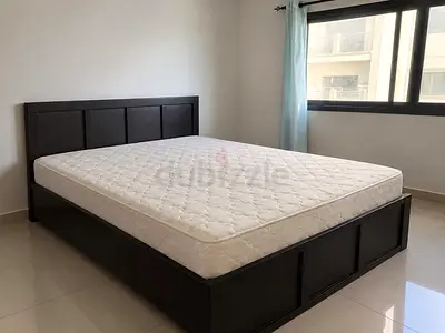 Pan Emirates - Dark Wood Queen Bed Frame with Mattress - Good Condition