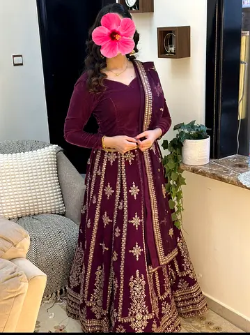 Maroon Embroidered Women's Lehenga Set - Ready to Wear