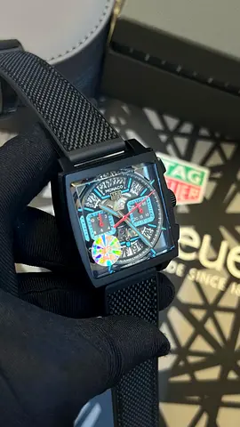 TAG Heuer Monaco-style Chronograph Men's Watch - Black Rubber Strap